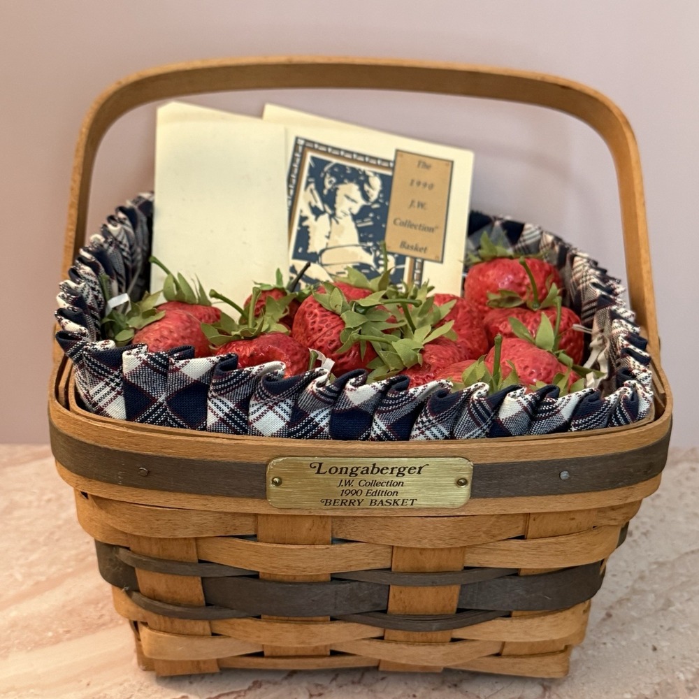 Longaberger 1990 JW Collection Berry Basket Liner Faux Strawberries 1500BBST